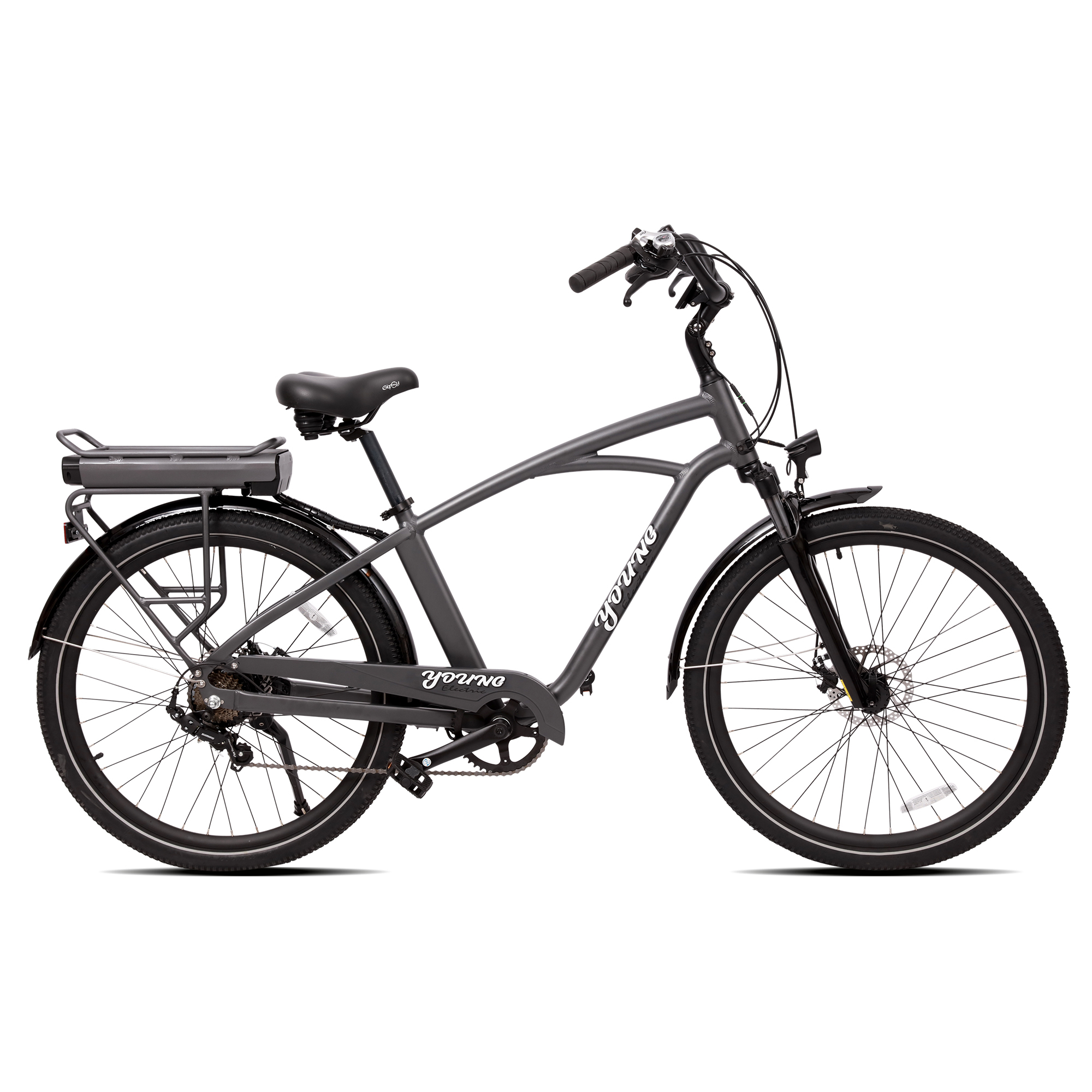 Young Electric E-Vie Step-Over E-Bike — 20 MPH, 242-Lb. Capacity, Matte Dark Grey